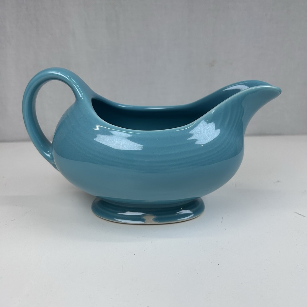 Homer Laughlin Fiesta Ware Turquoise Gravy Boat Kitchen Serving Sauce - Picture 2 of 7